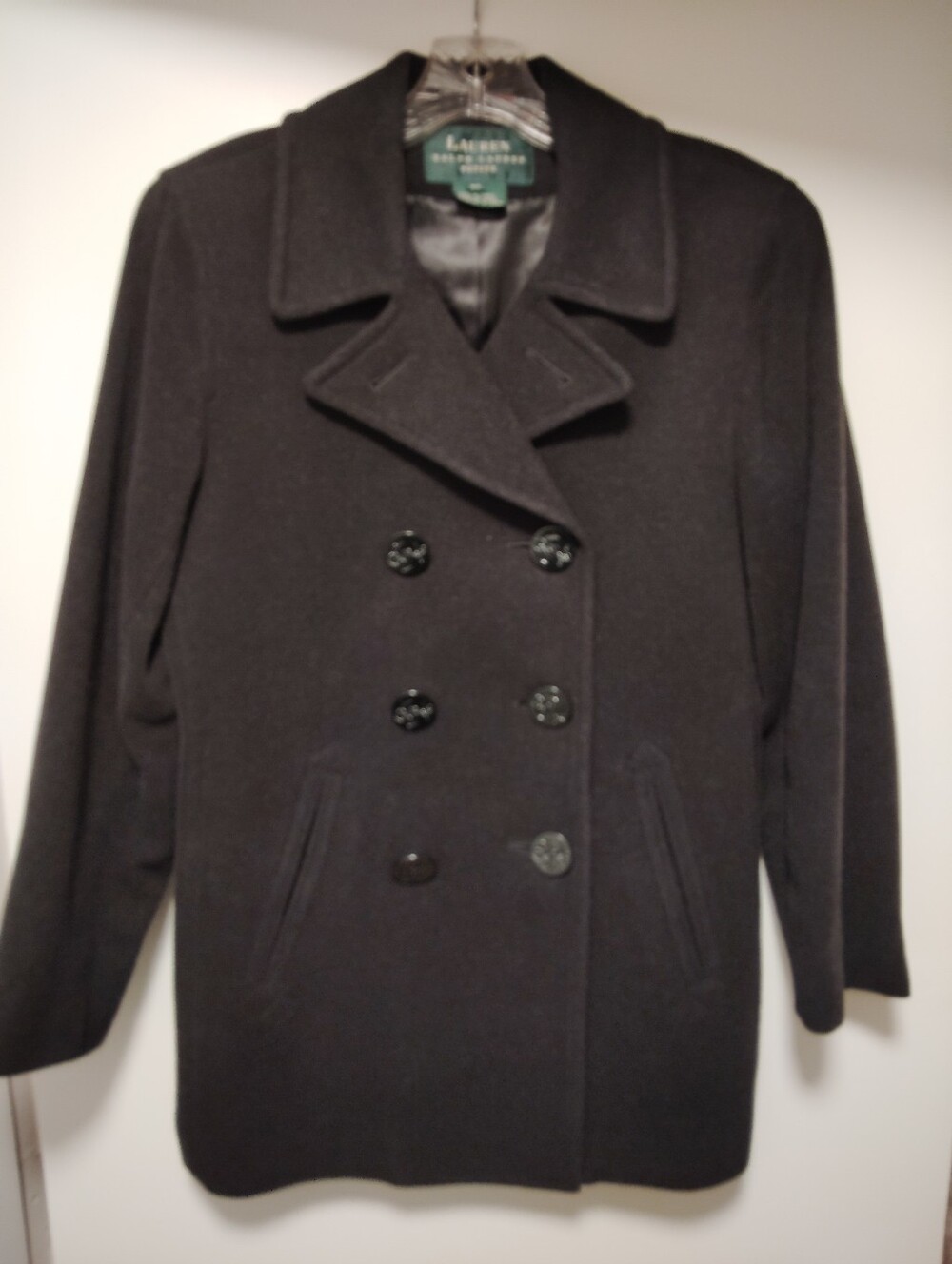 Cashmere &Wool Ralph Lauren Peacoat In Charcoal, sz 6P